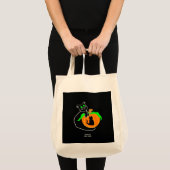 Zwarte Kat Pompoen Kruidenier Canvas tas (Voorkant (product))