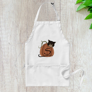 Zwarte Kat Pompoen Letter S Halloween Standaard Schort