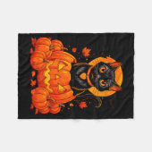 Zwarte Kat Pompoen Maan Halloween Herfst Fleece Deken (Voorkant (Horizontaal))