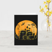 Zwarte Kat Pompoen Maan Halloween Kaart (Gele Bloem)