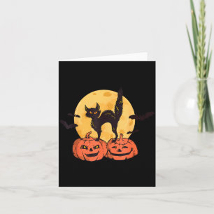 Zwarte Kat Pompoen Maan Halloween Kostuum Kat Lief Kaart