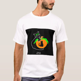 Zwarte kat pompoen Mannen Shirt