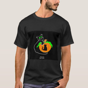Zwarte kat pompoen Mannen Shirt