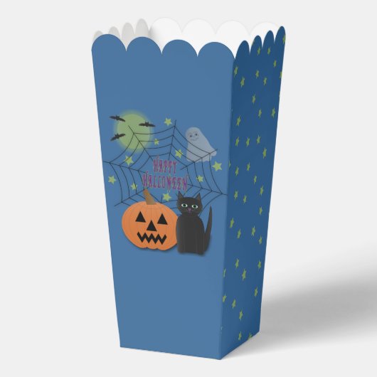 Zwarte kat & pompoen niet eng Halloween Bedankdoosjes (Voorkant)