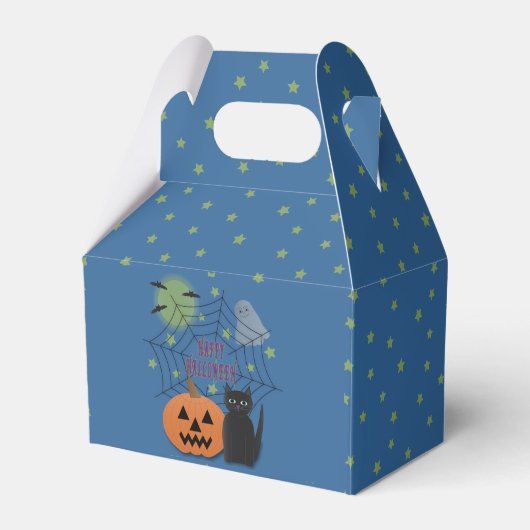 Zwarte kat & pompoen niet eng Halloween Bedankdoosjes (Voorkant Zijde)
