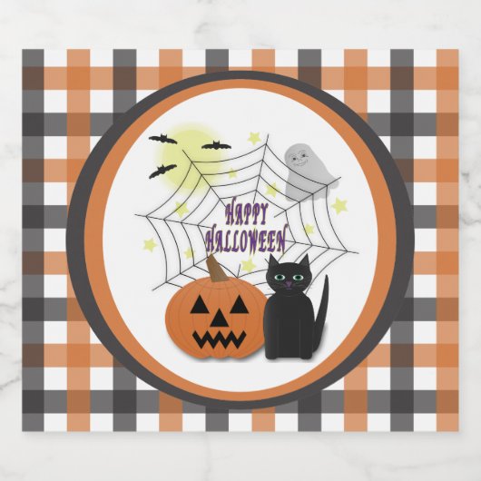 Zwarte kat & pompoen niet eng Halloween Bier Etiket (Enkel label)
