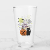 Zwarte kat & pompoen niet eng Halloween Glas (Achterkant)