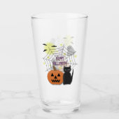 Zwarte kat & pompoen niet eng Halloween Glas (Voorkant)