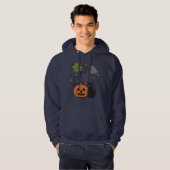 Zwarte kat & pompoen niet eng Halloween Hoodie (Voorkant volledig)