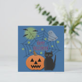 Zwarte kat & pompoen niet eng Halloween Kaart (Staand voorkant)