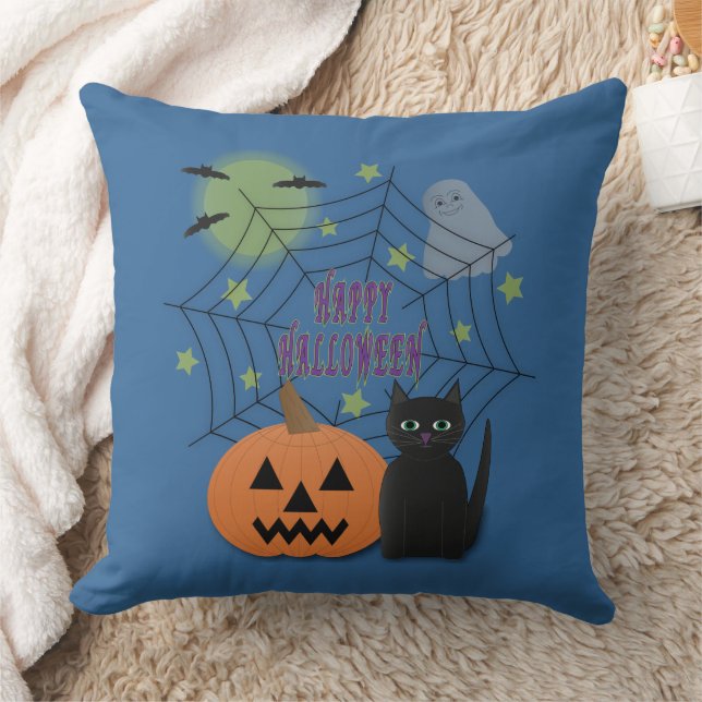 Zwarte Kat & Pompoen Niet Eng Halloween Kussen (Deken)