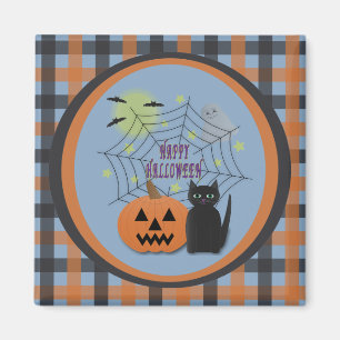 Zwarte kat & pompoen niet eng Halloween Magneet