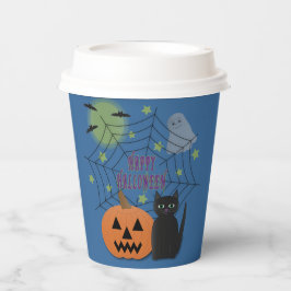 Zwarte kat & pompoen niet eng Halloween Papieren Bekers