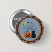 Zwarte kat & pompoen niet eng Halloween Ronde Button 5,7 Cm (Voorkant /achterkant)