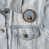Zwarte kat & pompoen niet eng Halloween Ronde Button 5,7 Cm (In situ)