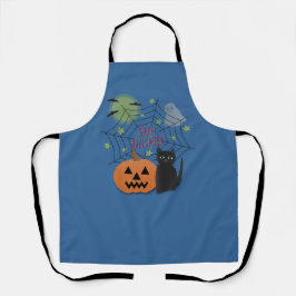 Zwarte kat & pompoen niet eng Halloween Schort