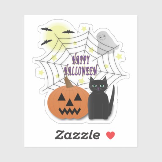 Zwarte kat & pompoen niet eng Halloween Sticker (Vel)
