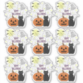 Zwarte kat & pompoen niet eng Halloween Sticker (Voorkant)