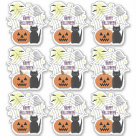 Zwarte kat & pompoen niet eng Halloween Sticker