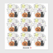 Zwarte kat & pompoen niet eng Halloween Sticker (Vel)