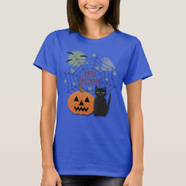 Zwarte kat & pompoen niet eng Halloween T-shirt