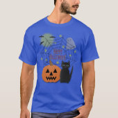 Zwarte kat & pompoen niet eng Halloween T-shirt (Voorkant)