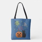 Zwarte kat & pompoen niet eng Halloween Tote Bag (Achterkant)