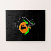 Zwarte kat pompoen oversized puzzel (Horizontaal)