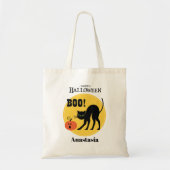 Zwarte Kat Pompoen Persoonlijke Halloween Tote Bag (Voorkant)