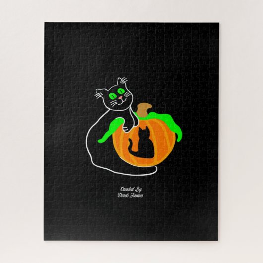 Zwarte kat pompoen puzzel (520 stuks) (Verticaal)