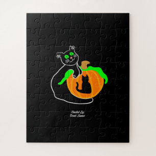 Zwarte kat pompoen puzzel (56 stuks)