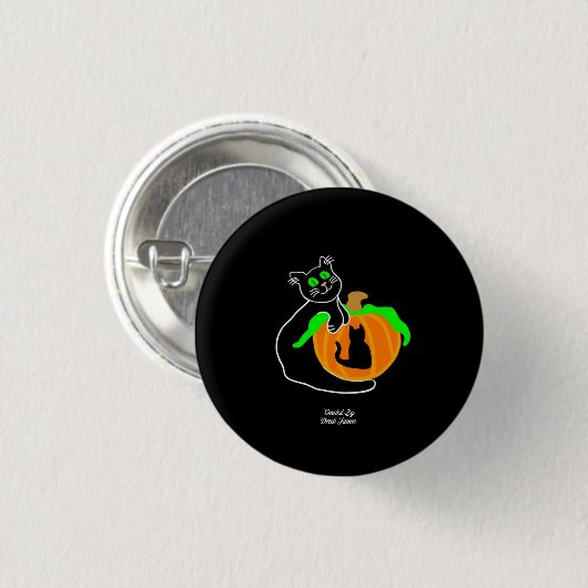 Zwarte kat pompoen ronde Button (Voorkant /achterkant)