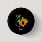 Zwarte kat pompoen ronde Button (Voorkant)