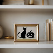 Zwarte Kat Pompoen Silhouet Poster