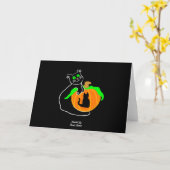 Zwarte Kat Pompoen Standaard Kaart (Gele Bloem)
