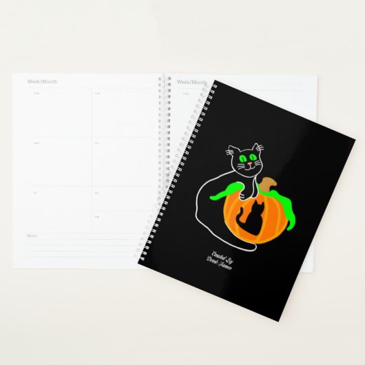 Zwarte Kat Pompoen Standaard Planner (Display)