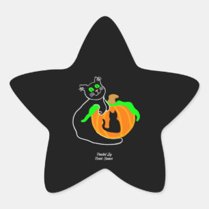 Zwarte kat pompoen ster Sticker
