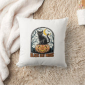 Zwarte Kat Pompoen Vintage Halloween Gravure_1 Kussen (Deken)