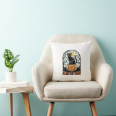 Zwarte Kat Pompoen Vintage Halloween Gravure_1 Kussen (Stoel)