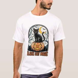 Zwarte Kat Pompoen Vintage Halloween Gravure_1 T-shirt