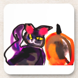Zwarte kat pompoen vreugde bier onderzetter