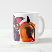 Zwarte kat pompoen vreugde grote koffiekop (Voorkant rechts)