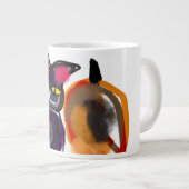 Zwarte kat pompoen vreugde grote koffiekop (Voorkant rechts)