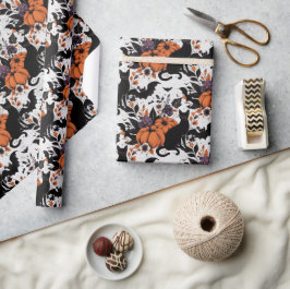 Zwarte kat pompoenen cadeaupapier