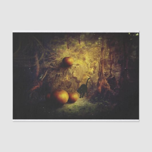 Zwarte Kat, Pompoenen en halloween Decoupage Tissuepapier (Voorkant)