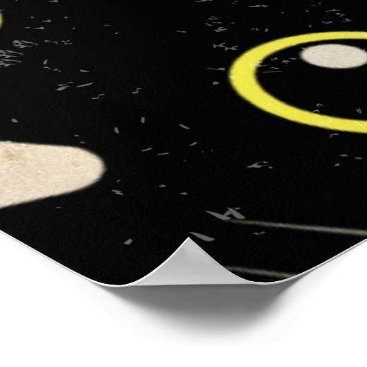 Zwarte kat... poopretro Poster. Poster (Hoek)