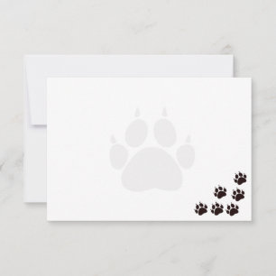 Zwarte Kat Pootafdrukken Monogram Blank Notitiekaartje