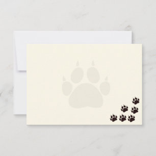 Zwarte Kat Pootafdrukken Monogram Wit Notitiekaartje