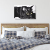 Zwarte kat portret canvas afdruk (Insitu (Slaapkamer))