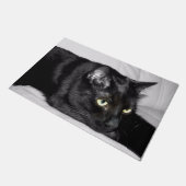 Zwarte kat portret deurmat (Schuin)